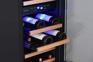 EdgeStar CWR263DZ 15 Inch Wide 26 Bottle Built-In Wine Cooler with Dual Cooling Zones Stainless Steel