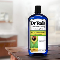 Dr Teal's Foaming Bath with Pure Epsom Salt, Super Moisturizer Avocado Oil, 34 fl oz (Pack of 4)