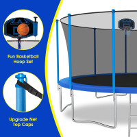 Tranpoline 1500LBS 16 15 14 12 10 8 FT Tranpoline for 7-10 Kids and Adults, Windproof Outdoor Tranpoline with Enclosure Net, Basketball Hoop, Easy to Install & Last Long - ASTM Approved