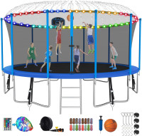 Tranpoline 1500LBS 16 15 14 12 10 8 FT Tranpoline for 7-10 Kids and Adults, Windproof Outdoor Tranpoline with Enclosure Net, Basketball Hoop, Easy to Install & Last Long - ASTM Approved