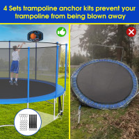 Tranpoline 1500LBS 16 15 14 12 10 8 FT Tranpoline for 7-10 Kids and Adults, Windproof Outdoor Tranpoline with Enclosure Net, Basketball Hoop, Easy to Install & Last Long - ASTM Approved