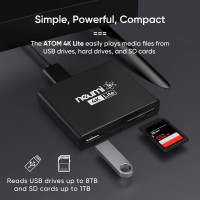 NEUMI Atom 4K Lite Ultra-HD Digital Media Player for USB Drives and SD Cards - Plays 4K/UHD Videos, HEVC/H.265, HDMI and Analog AV, Automatic Playback, Looping, Trigger Capability