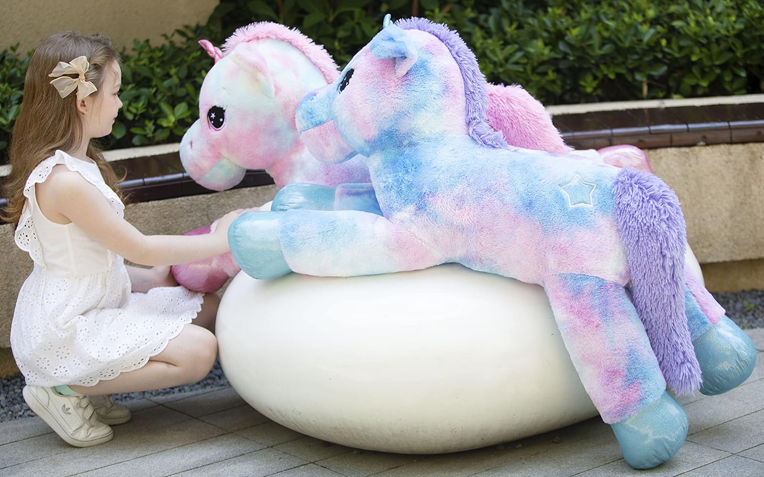 Tezituor 43in Giant Unicorn Stuffed Animal, Rainbow Pink Stuffed Unicorn Toys for Girls and Women, Big Unicorn Plush Gifts for Valentines Day, Christmas, Birthday, Party and Decorations Rainbow Pink 43 in