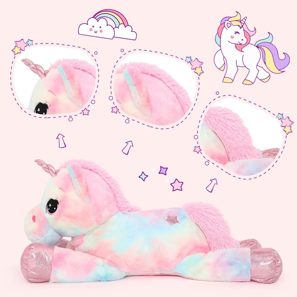 Tezituor 43in Giant Unicorn Stuffed Animal, Rainbow Pink Stuffed Unicorn Toys for Girls and Women, Big Unicorn Plush Gifts for Valentines Day, Christmas, Birthday, Party and Decorations Rainbow Pink 43 in