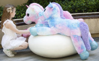 Tezituor 43in Giant Unicorn Stuffed Animal, Rainbow Pink Stuffed Unicorn Toys for Girls and Women, Big Unicorn Plush Gifts for Valentines Day, Christmas, Birthday, Party and Decorations Rainbow Pink 43 in