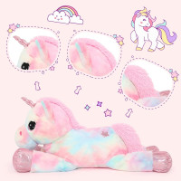 Tezituor 43in Giant Unicorn Stuffed Animal, Rainbow Pink Stuffed Unicorn Toys for Girls and Women, Big Unicorn Plush Gifts for Valentines Day, Christmas, Birthday, Party and Decorations Rainbow Pink 43 in