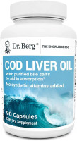 Dr. Berg's Cod Liver Oil - Source of Omega-3 Fatty Acids, Vitamins A & D Promoting DHA & EPA - Support Heart, Brain, Eye, Skin and Immune Health - Natural Fish Oils Supplements - 90 Capsules
