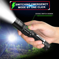 RECHOO Flashlight USB Rechargeable Double Switch S3000L LED Tactical Flashlight High Lumens Super Bright 5 Modes Zoomable Waterproof Flashlight for Camping, Emergency (Battery Included) 1-pack