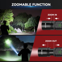 RECHOO Rechargeable Flashlights High Lumens, Double Switch S3000L LED Flashlight, Super Bright 5 Modes Zoomable Waterproof EDC Flashlights for Home, Emergncies, Camping(Battery Included) 1 Pack