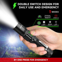 RECHOO Rechargeable Flashlights High Lumens, Double Switch S3000L LED Flashlight, Super Bright 5 Modes Zoomable Waterproof EDC Flashlights for Home, Emergncies, Camping(Battery Included) 1 Pack