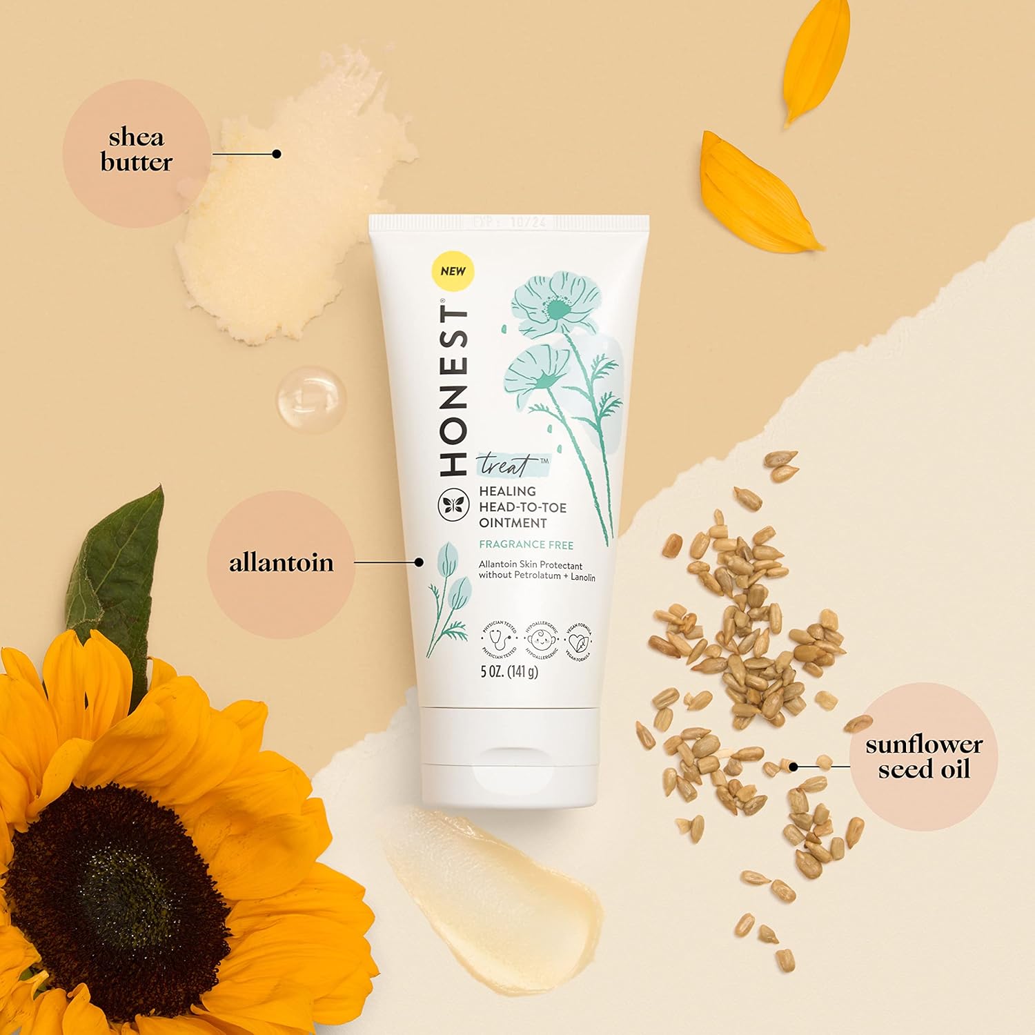 The Honest Company Head to Toe Multi-Purpose Healing Ointment | Safe for Sensitive Skin | Hypoallergenic, Fragrance Free, Vegan | 5 oz Multi-Purpose Healing Ointment, 5 oz