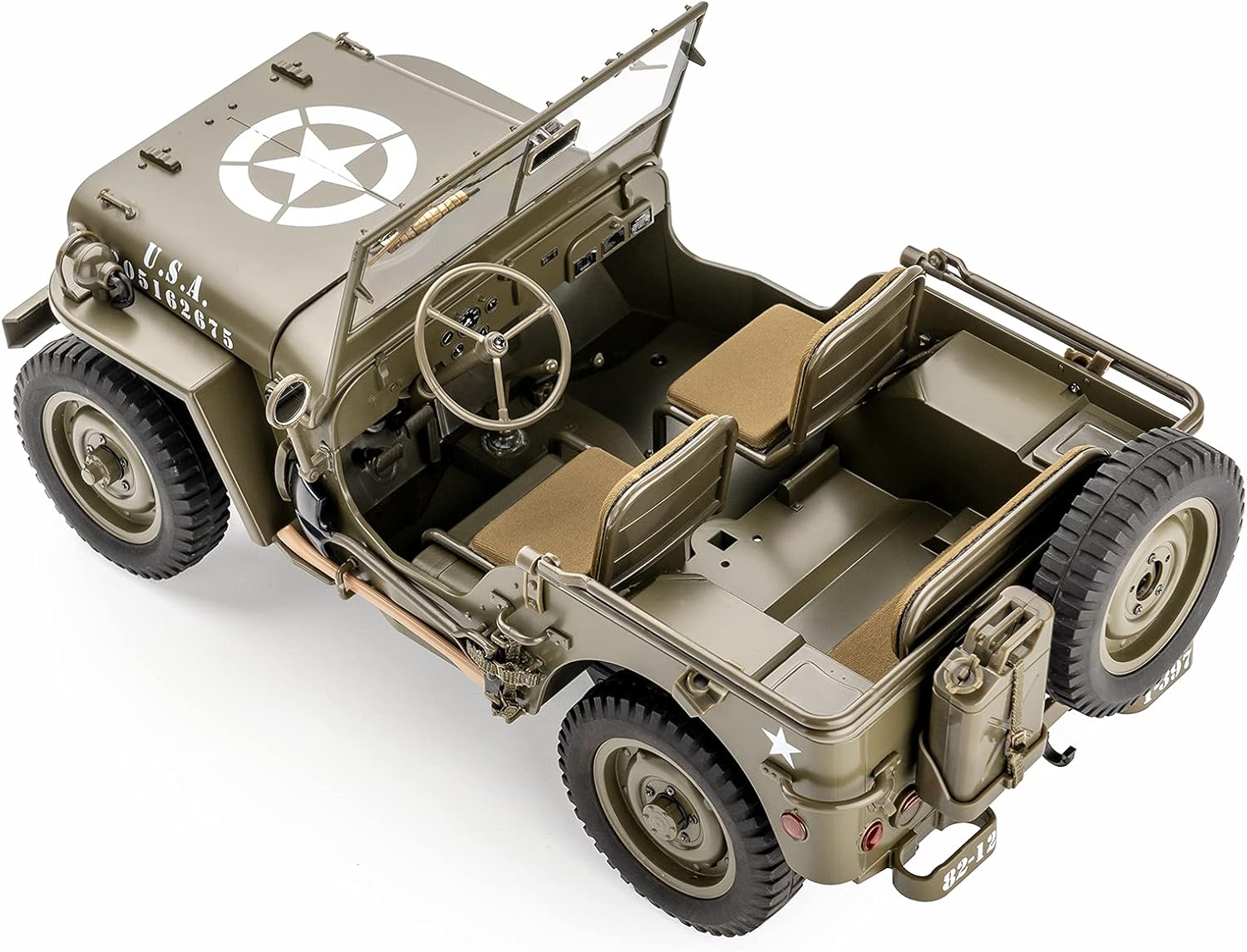 WOWRC RocHobby 1/12 1941 MB Scaler RC Jeep, 4x4 Hobby Grade RTR RC Car Mini RC Rock Crawler Military, 2.4Ghz RC Truck with 180 Brushed Motor, LED Lights, Battery and USB Charger for Adults 1-12