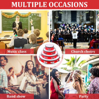 8 Pcs Tambourine for Adults, Handheld Wood Tambourine 4 Size Single Row Metal Jingles Musical Educational Gift Rhythm Percussion Instrument for Church Wedding Party Favor