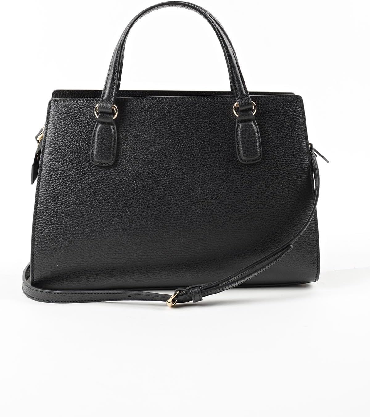 Gucci Soho Leather Satchel tote Structured Black Shoulder Bag New