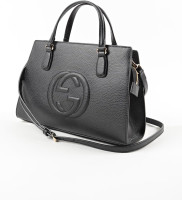 Gucci Soho Leather Satchel tote Structured Black Shoulder Bag New