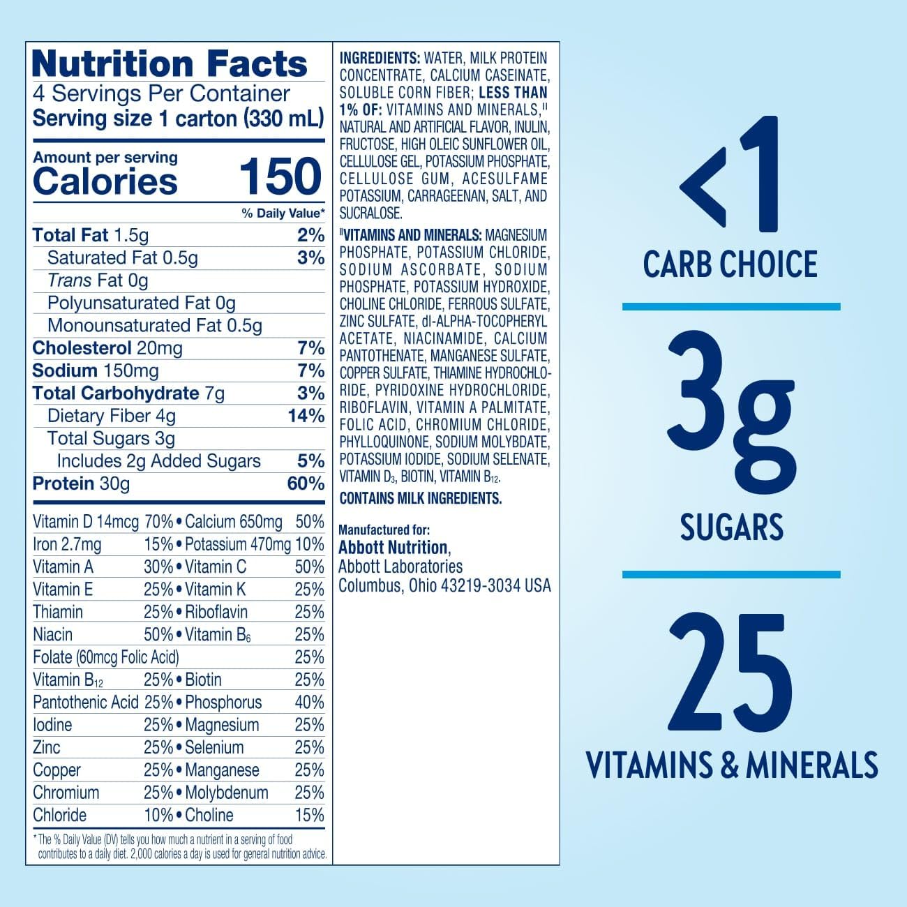 Glucerna Protein Smart Shake, Diabetic Drink to Support Blood Sugar Management, 30g Protein, 150 Calories, Vanilla, 11-fl-oz Bottle, 12 Count