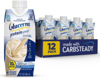 Glucerna Protein Smart Shake, Diabetic Drink to Support Blood Sugar Management, 30g Protein, 150 Calories, Vanilla, 11-fl-oz Bottle, 12 Count