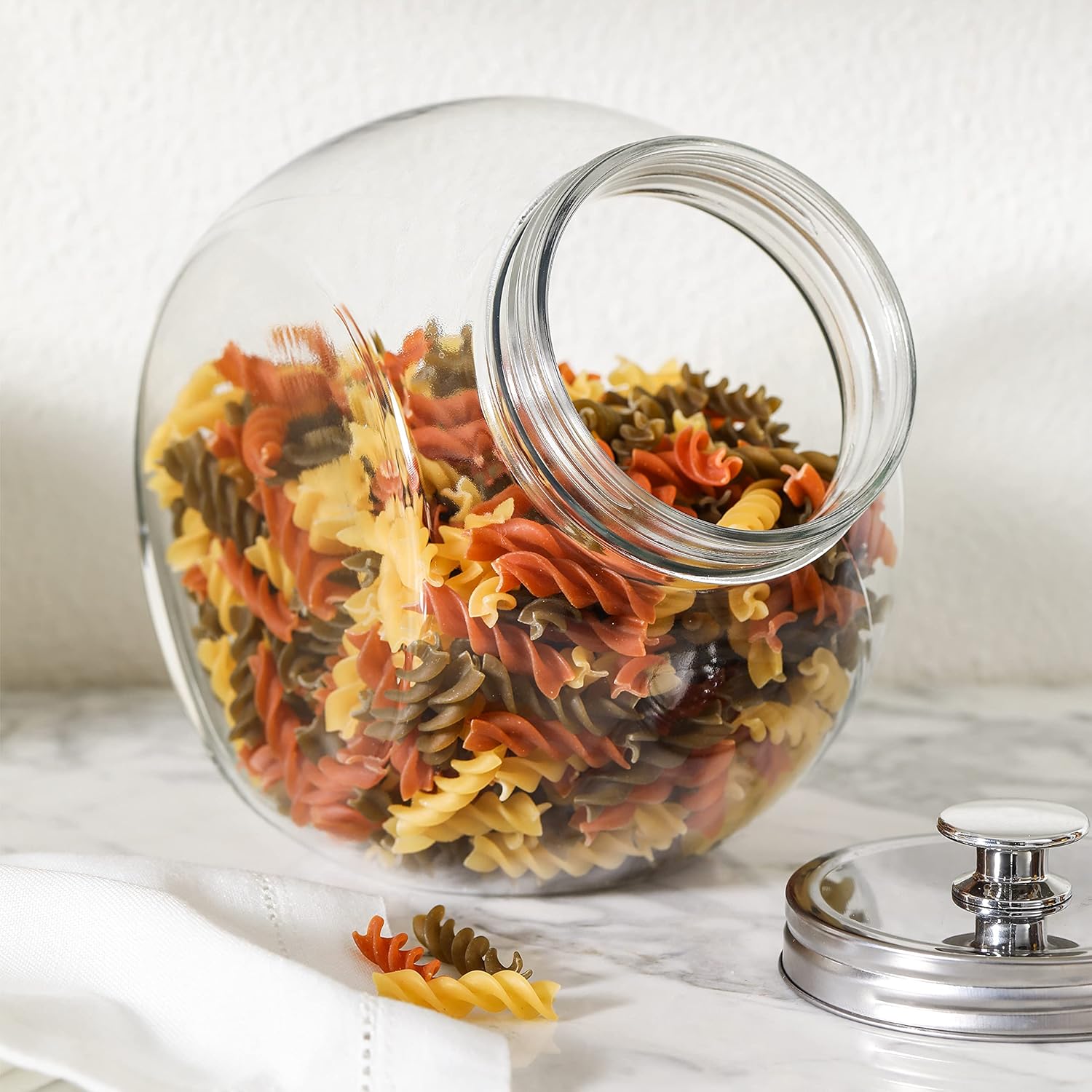 Hyperspace Glass Cookie Jars for Kitchen Counter Set of 2 Glass Penny Jar, Candy Jar with Metal Airtight Lid (75 Ounce)