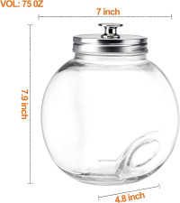 Hyperspace Glass Cookie Jars for Kitchen Counter Set of 2 Glass Penny Jar, Candy Jar with Metal Airtight Lid (75 Ounce)