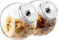 Hyperspace Glass Cookie Jars for Kitchen Counter Set of 2 Glass Penny Jar, Candy Jar with Metal Airtight Lid (75 Ounce)