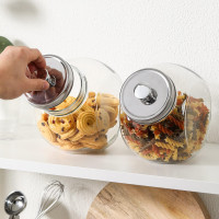Hyperspace Glass Cookie Jars for Kitchen Counter Set of 2 Glass Penny Jar, Candy Jar with Metal Airtight Lid (75 Ounce)