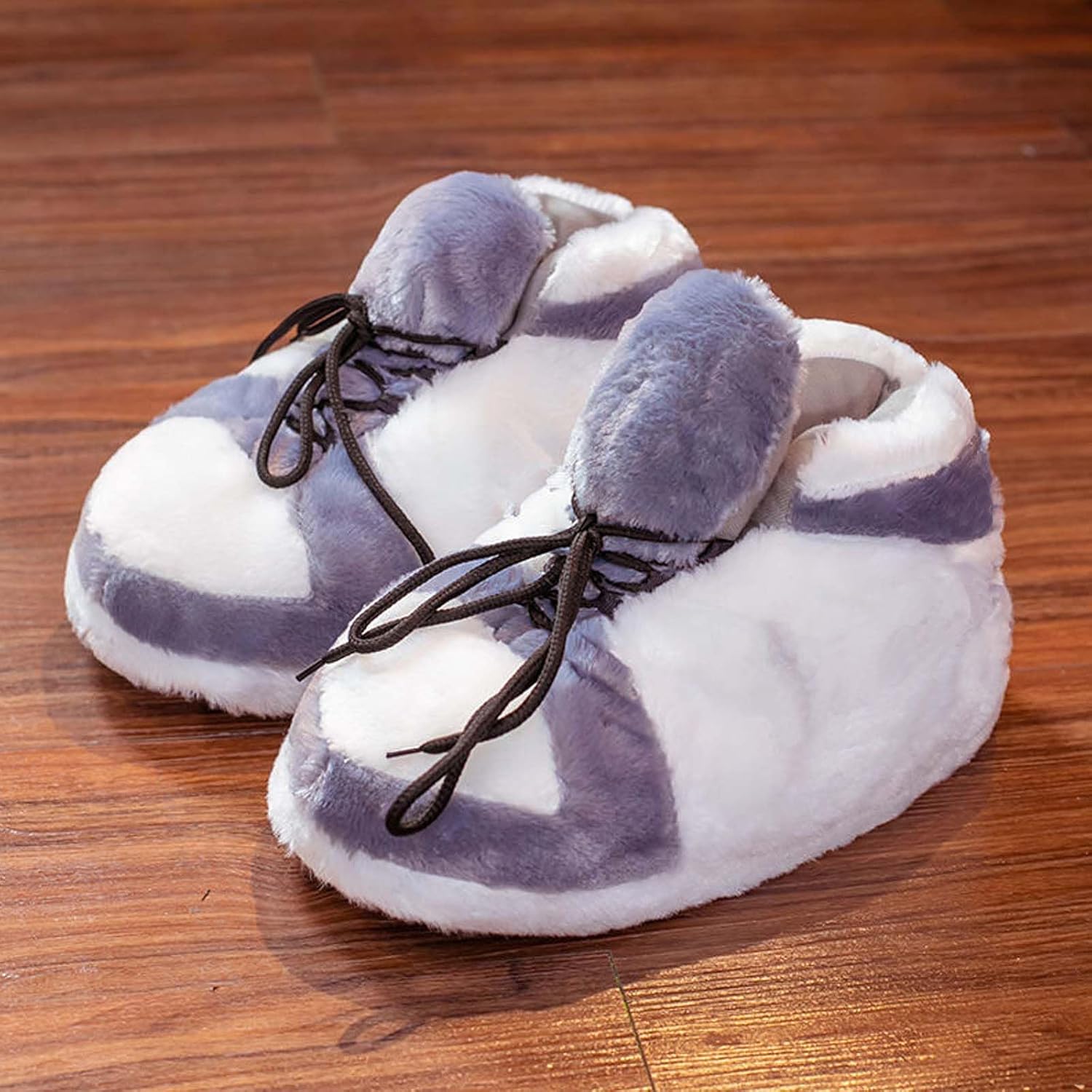 Sneaker Slippers for Women and Men Comfy Fuzzy Fluffy House Shoes Memory Foam Slippers Winter Warm Fleece Lined Home Shoes with Anti-Skid Rubber Sole,Pink,6-11 Women/6-11 Men