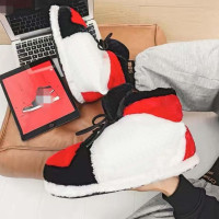 Sneaker Slippers for Women and Men Comfy Fuzzy Fluffy House Shoes Memory Foam Slippers Winter Warm Fleece Lined Home Shoes with Anti-Skid Rubber Sole,Pink,6-11 Women/6-11 Men