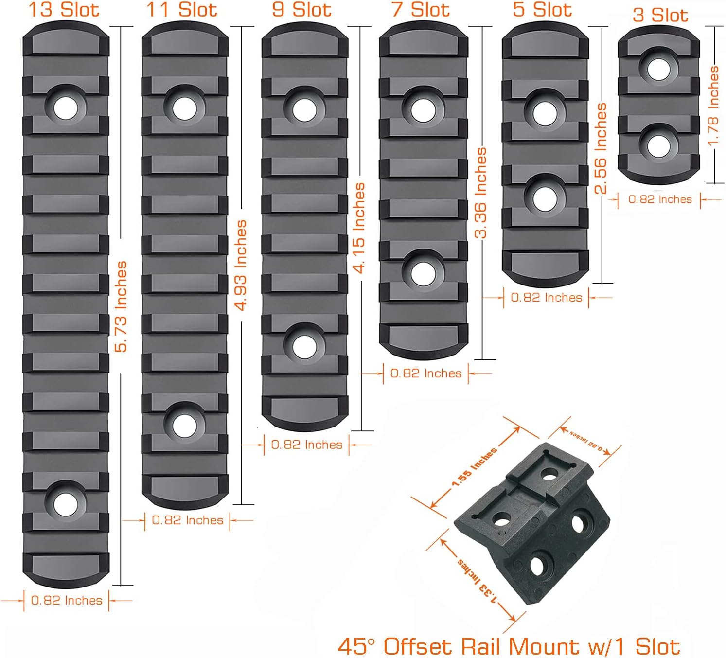 Wholesale Picatinny Rail 3,5,7,9,11,13-Slot for Mlok, Polymer Rails ...