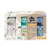 Tommee Tippee Closer To Nature Anti-Colic Baby Bottle, 9oz, Slow-Flow Breast-Like Nipple for a Natural Latch, Anti-Colic Valve, Pack of 3, I Am Dreamer Dreamy Night 1 Count (Pack of 3)