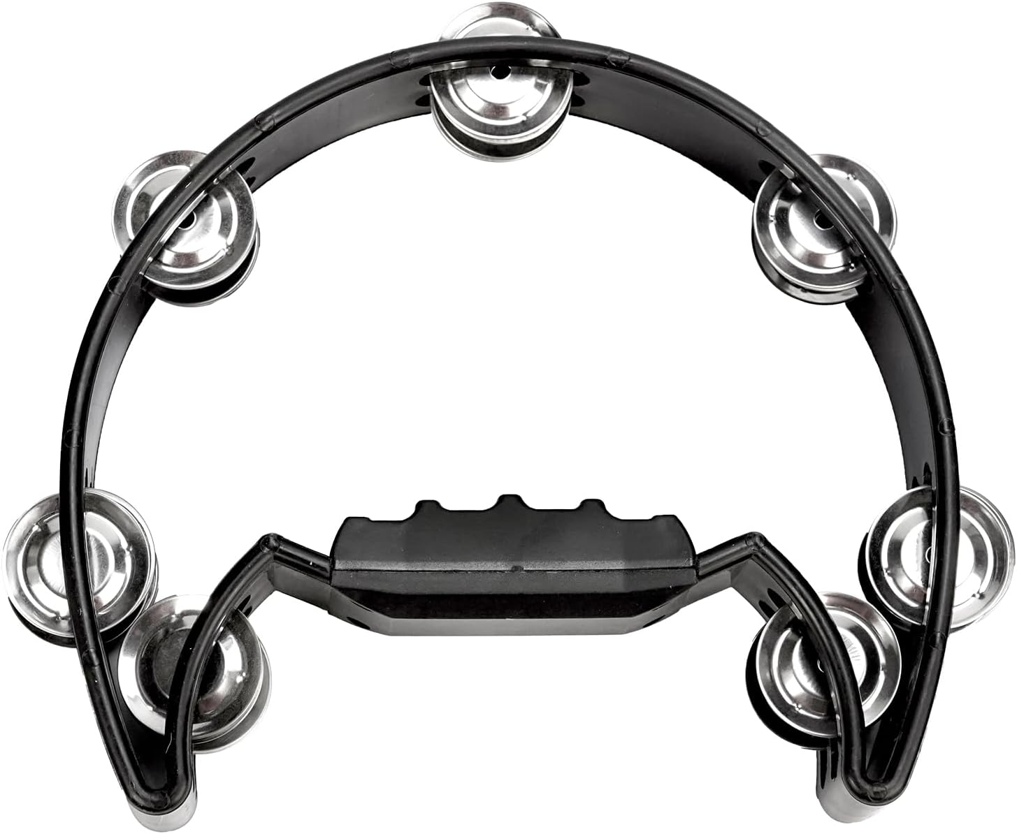 Soulmate Tambourine Metal Jingles Hand Held Percussion Half-Moon Single Row Tambourine for Kids Adult Musical Instrument Gift for KTV, Party, Black Single Row Black