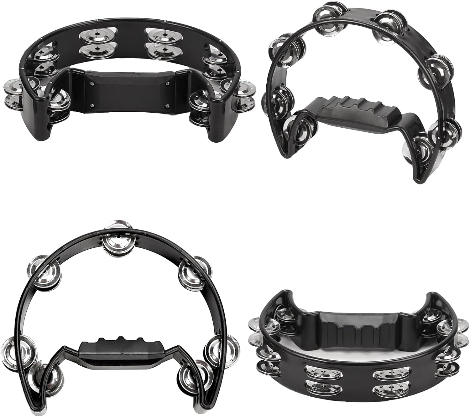 Soulmate Tambourine Metal Jingles Hand Held Percussion Half-Moon Single Row Tambourine for Kids Adult Musical Instrument Gift for KTV, Party, Black Single Row Black