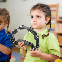 Soulmate Tambourine Metal Jingles Hand Held Percussion Half-Moon Single Row Tambourine for Kids Adult Musical Instrument Gift for KTV, Party, Black Single Row Black