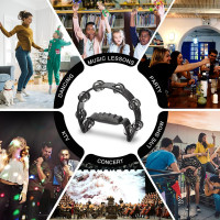 Soulmate Tambourine Metal Jingles Hand Held Percussion Half-Moon Single Row Tambourine for Kids Adult Musical Instrument Gift for KTV, Party, Black Single Row Black