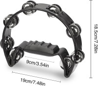 Soulmate Tambourine Metal Jingles Hand Held Percussion Half-Moon Single Row Tambourine for Kids Adult Musical Instrument Gift for KTV, Party, Black Single Row Black