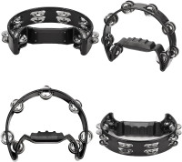 Soulmate Tambourine Metal Jingles Hand Held Percussion Half-Moon Single Row Tambourine for Kids Adult Musical Instrument Gift for KTV, Party, Black Single Row Black