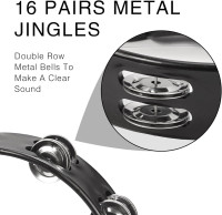 Soulmate Tambourine Metal Jingles Hand Held Percussion Half-Moon Single Row Tambourine for Kids Adult Musical Instrument Gift for KTV, Party, Black Single Row Black