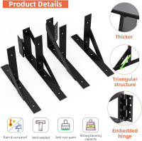 Gate Corner Brace Bracket Gate Kit for Wooden Fence Gate Hinges No Sag Frame Kit for Shed Doors, Driveway Gates, Corral Gates, Wood Windows (Black)