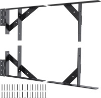 Gate Corner Brace Bracket Gate Kit for Wooden Fence Gate Hinges No Sag Frame Kit for Shed Doors, Driveway Gates, Corral Gates, Wood Windows (Black)