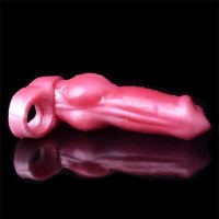 Silicone Penis Sleeve Enlarger Male Penis Extension Sleeve with Cock Ring, Knot Realistic Penis Sheath Cock Extender Sleeve Adult Sex Toys (Red)