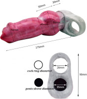 Silicone Penis Sleeve Enlarger Male Penis Extension Sleeve with Cock Ring, Knot Realistic Penis Sheath Cock Extender Sleeve Adult Sex Toys (Colorful)