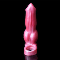 Silicone Penis Sleeve Enlarger Male Penis Extension Sleeve with Cock Ring, Knot Realistic Penis Sheath Cock Extender Sleeve Adult Sex Toys (Red)