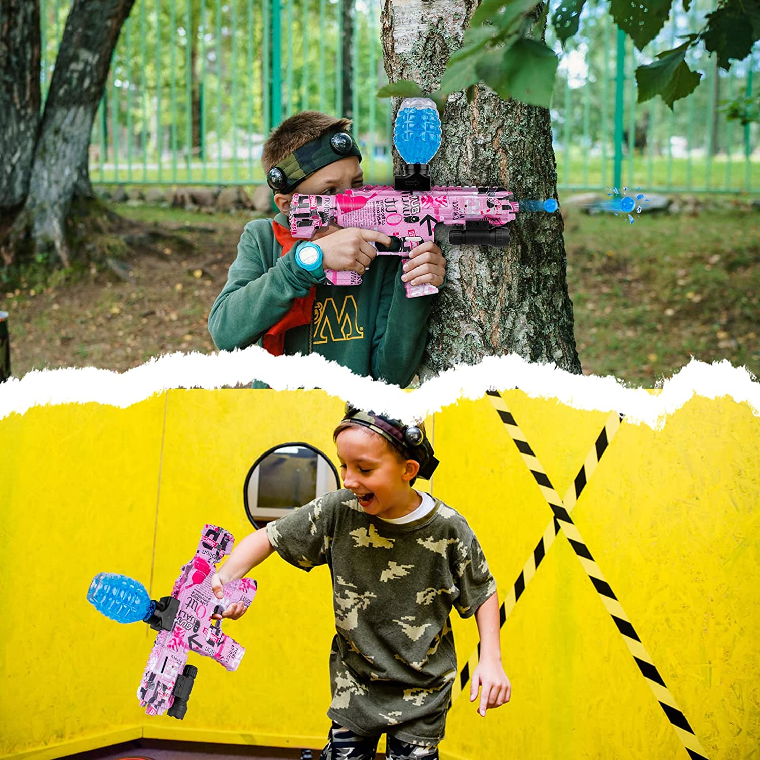 Gel Splatter Blaster for Orbeez M416 with Goggles and 40,000+ Gel Beads Suitable for Backyard Fun and Outdoor Team Shooting Games, Over 12+, Pink