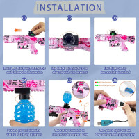 Gel Splatter Blaster for Orbeez M416 with Goggles and 40,000+ Gel Beads Suitable for Backyard Fun and Outdoor Team Shooting Games, Over 12+, Pink
