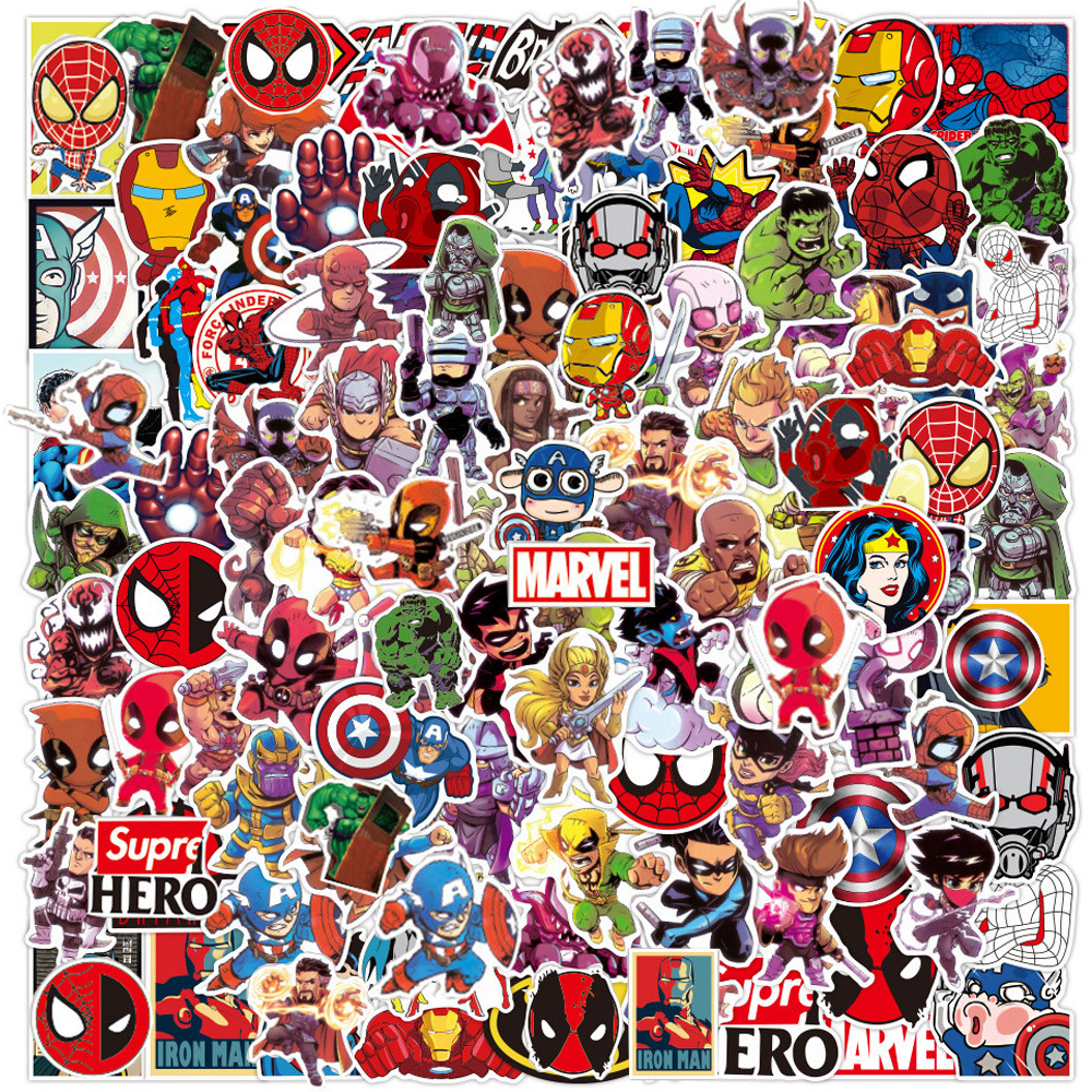 50/100pcs Marvel Superhero Stickers Aesthetic Hybrid Iron Ma