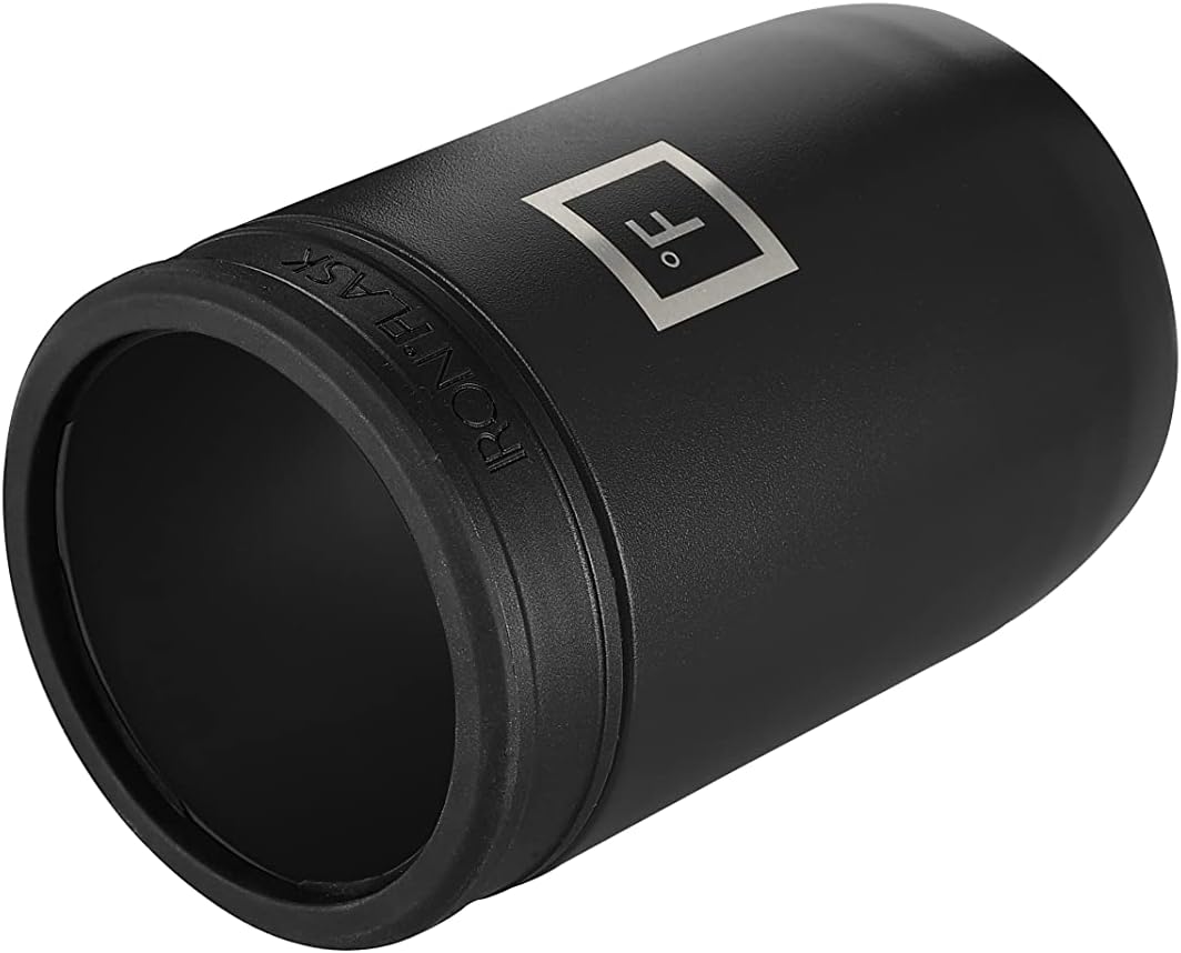 IRON °FLASK Standard Can Cooler 12oz for Beer, Soda, Sparkling Water, Drinks, Insulated Stainless Steel Holder for Regular Cans - Black