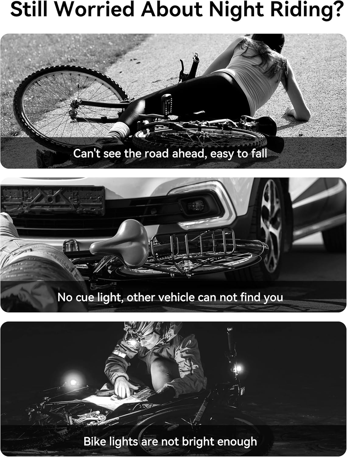 Bike Lights for Night Riding Rechargeable, Super Bright Bicycle Headlight Taillight Set Ebike Accessories Reflectors Led Lights Flashlight Front andBack ，Adult Kids' Stroller Lights