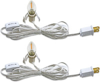 KGC C7 Accessory Cord with 2 C7 Led Light Bulb Candelabra-Base E12 Socket, White Cord with On/Off Switch Plugs for Holiday Decorations, Christmas Village House, Pumpkin Lights C7 +Accessory-cord 2p