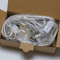 KGC C7 Accessory Cord with 2 C7 Led Light Bulb Candelabra-Base E12 Socket, White Cord with On/Off Switch Plugs for Holiday Decorations, Christmas Village House, Pumpkin Lights C7 +Accessory-cord 2p