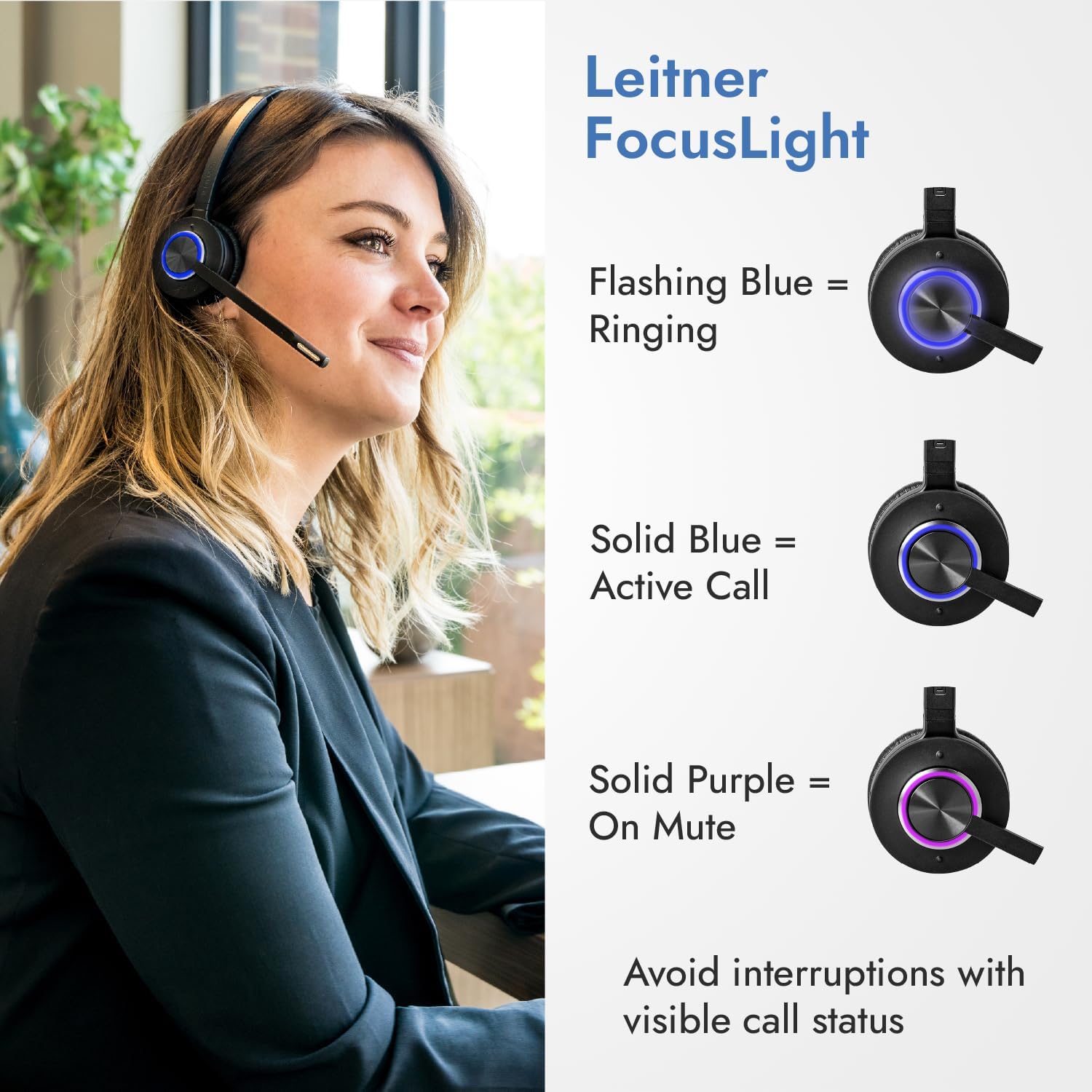 Leitner LH575 2-in-1 Wireless Office Headset with Mic - Computer & Telephone Headset (DECT Headset, not Bluetooth) - 5 Year Warranty - Phone Headsets for Office Phones