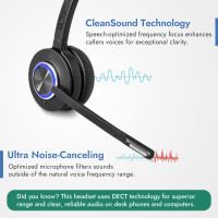 Leitner LH575 2-in-1 Wireless Office Headset with Mic - Computer & Telephone Headset (DECT Headset, not Bluetooth) - 5 Year Warranty - Phone Headsets for Office Phones